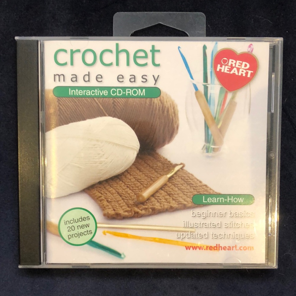 🎶 3 for $20! Instructional CD-ROM learn to crochet with projects in jewel case